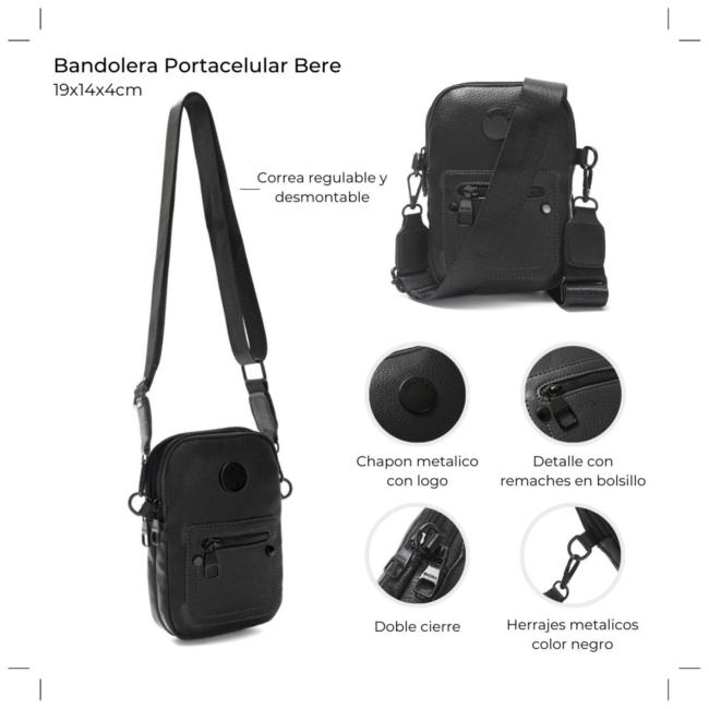 Bandolera Portacelular dos cierres Bere 19x14x4cm x1u - Imagen 12