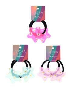 Gomita con aplique estrella estampa margaritas x 2unid. Pack x 12 set