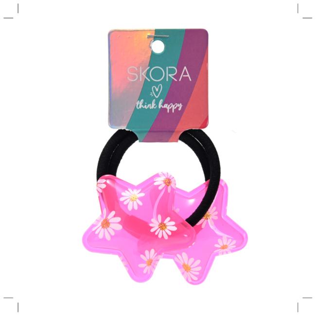 Gomita con aplique estrella estampa margaritas x 2unid. Pack x 12 set - Imagen 4