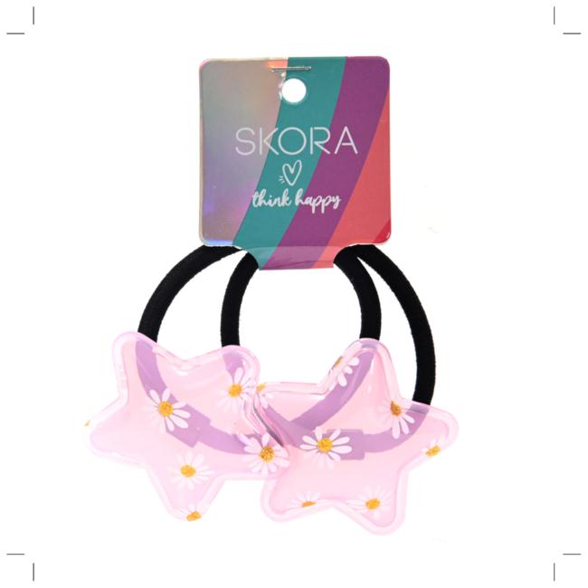 Gomita con aplique estrella estampa margaritas x 2unid. Pack x 12 set - Imagen 2
