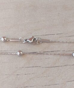 CADENA DE ACERO CARDANO 0.9 MM CON BOLITAS 4 MM, LARGO 50 CM