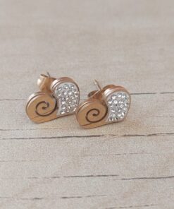 ARO DE ACERO DORADO CORAZÓN CON STRASS. MEDIDAS 10 X 11 MM