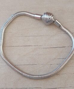 PULSERA DE ACERO COLA DE RATÓN 3 MM CON CIERRE ACERADO EN FORMA DE OSTRA. LARGO 18 CM
