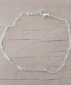 PULSERA DE ACERO BLANCO SINGAPUR CON BOLITAS. LARGO 19 CM