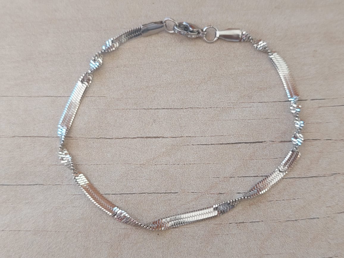 PULSERA DE ACERO SINGAPUR TUPIDA. LARGO 19 CM