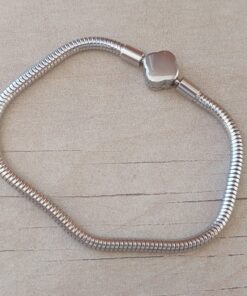 PULSERA DE ACERO COLA DE RATÓN 3 MM CON CIERRE ACERADO EN FORMA DE FLOR. LARGO 18 CM