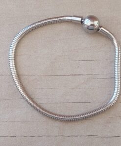 PULSERA DE ACERO COLA DE RATÓN 3 MM CON CIERRE ACERADO EN FORMA DE BOLA. LARGO 18 CM
