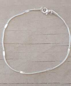 PULSERA DE ACERO BLANCO COLA DE RATÓN 1.2 MM CON CON INTERVALOS PLANOS. LARGO 19 CM