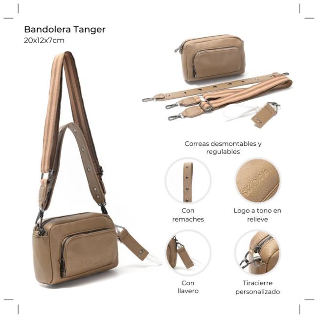 Bandolera Tanger doble correa con remaches y llavero 20x12x7cm. x 1u. - Imagen 12