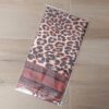 PAÑUELO RASADO ESTAMPADO ANIMAL PRINT INTENSO CON GUARDA MARRÓN . 90 X 90 CM