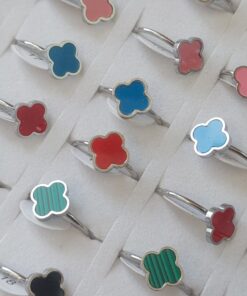 ANILLOS DE ACERO VAN CLEEF ESMALTADO X 36 UNIDADES.(MEDIDAS DEL 16 AL 20)