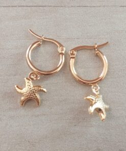 ARO DE ACERO DORADO ARGOLLA 15 MM CON DIJE ESTRELLA DE MAR HUECO.