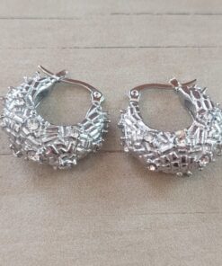 ARO DE ACERO TIPO CRIOLLO TRABAJADO CON STRASS. DIÁMETRO 20 MM, ANCHO 10 MM