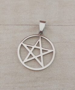 DIJE DE ACERO CIRCULO CON ESTRELLA CALADA. 25 MM