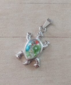 DIJE DE ACERO TORTUGA DE MAR VERDE. 18 X 25 MM
