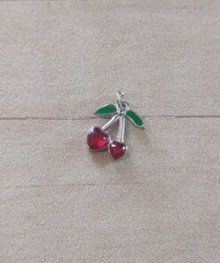 DIJE DE ACERO GUINDA CON STRASS EN FORMA DE CORAZON  10 MM.