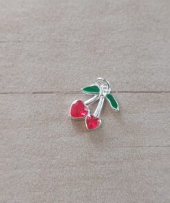 DIJE DE ACERO BLANCO GUINDA CON STRASS EN FORMA DE CORAZÓN 10 MM.