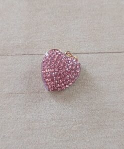 DIJE DE ACERO DORADO CORAZÓN CON STRASS ROSA. TAMAÑO 14 MM