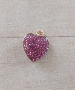 DIJE DE ACERO DORADO CORAZÓN CON STRASS LILA. TAMAÑO 14 MM