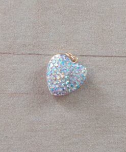 DIJE DE ACERO DORADO CORAZÓN CON STRASS TORNASOL. TAMAÑO 11 MM