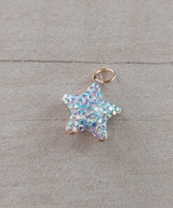 DIJE DE ACERO DORADO ESTRELLA CON STRASS TORNASOL. 12 MM