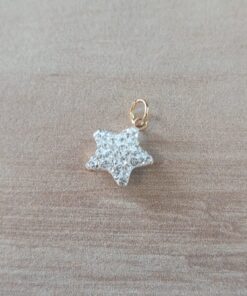 DIJE DE ACERO DORADO ESTRELLA CON STRASS BLANCO. 12 MM
