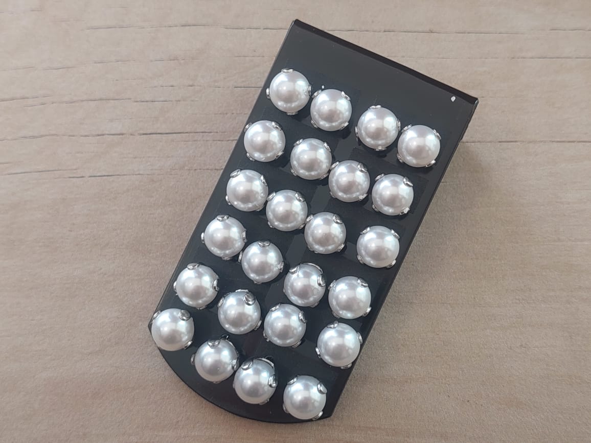 BLISTER DE AROS DE ACERO PERLAS ENGARZADAS (10 MM) X 12 PARES