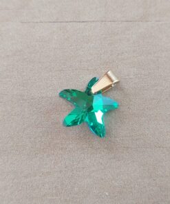 DIJE DE ACERO DORADO ACRÍLICO ESTRELLA DE MAR VERDE . TAMAÑO 15 MM