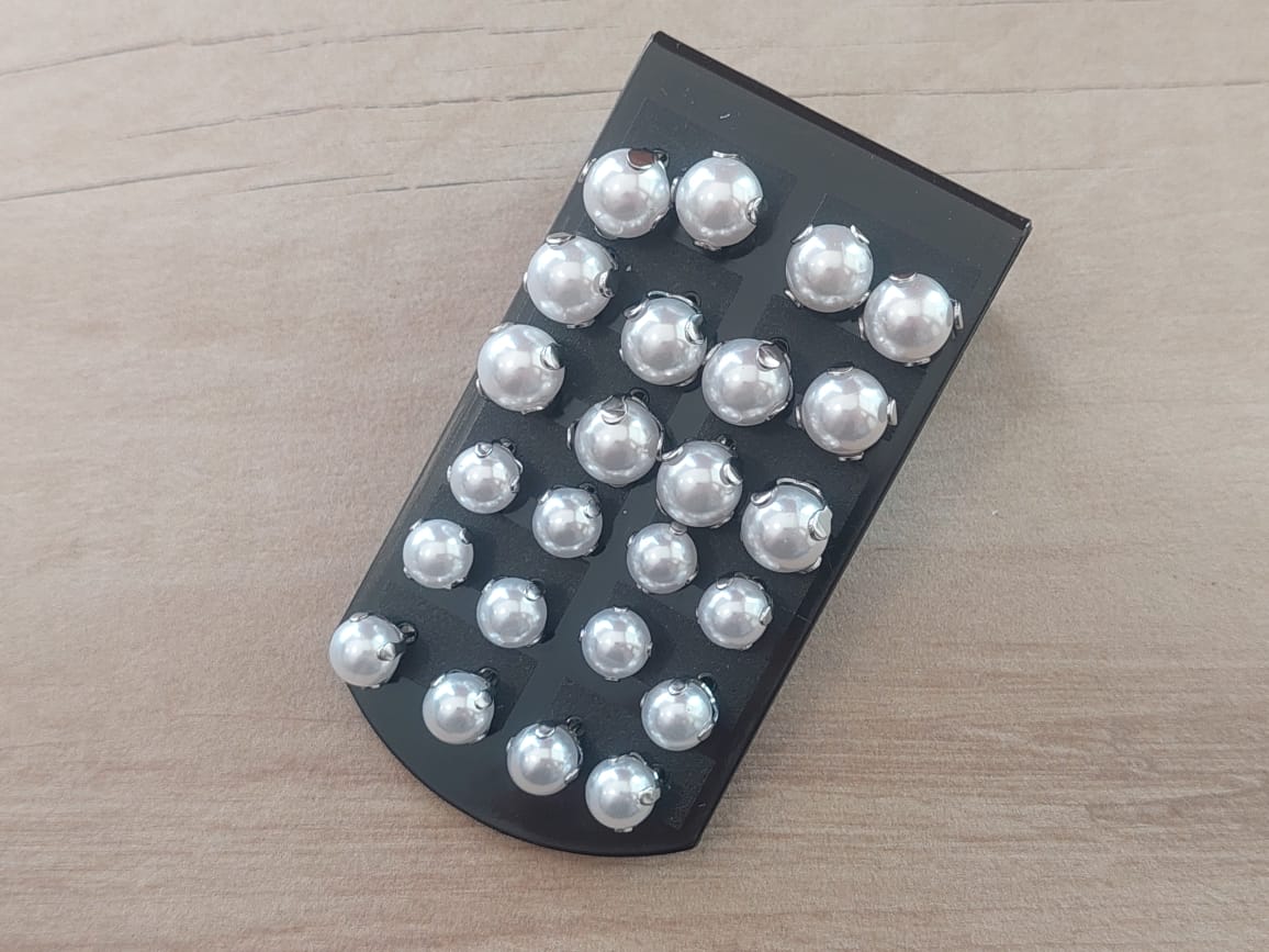 BLISTER DE AROS DE ACERO PERLAS ENGARZADAS (8- 10 MM) X 12 PARES