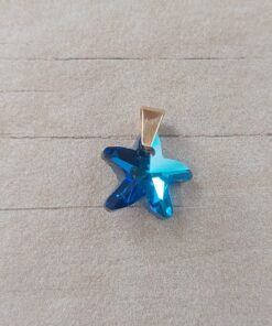DIJE DE ACERO DORADO ACRÍLICO ESTRELLA DE MAR TURQUESA . TAMAÑO 15 MM