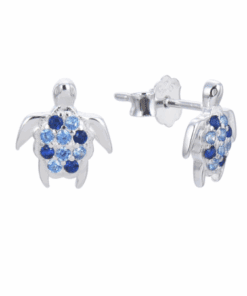 ARO PLATA TORTUGA C/ZIRCONES CELESTE Y AZUL. PESO APROX 1.70 GR.