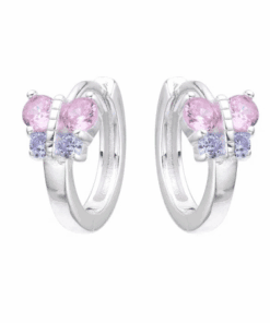 ARO PLATA HUGGIES 14 MM CON MARIPOSA C/ZIRCONES. PESO APROX 2.39 GRS.