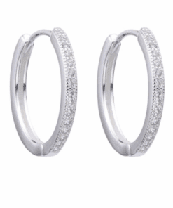 ARO PLATA HUGGIES 20 MM CON ZIRCONES. PESO APROX 3.09 GRS.