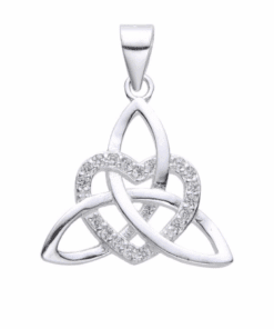 DIJE PLATA TRIQUETA CELTA Y CORAZÓN CON ZIRCONES. PESO APROX 1.53 GRS.