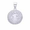 DIJE PLATA MEDALLA SAN BENITO 14 MM CON ZIRCONES. PESO APROX 2.94 GR.