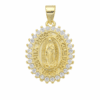 DIJE PLATA BAÑADO EN ORO VIRGEN DE GUADALUPE CON ZIRCONES. 15 X 19 MM. PESO APROX 2.90 GR.