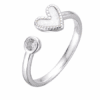 ANILLO PLATA REGULABRE CORAZÓN NÁCAR Y PUNTO DE LUZ. PESO APROX. 1.95 GRS.