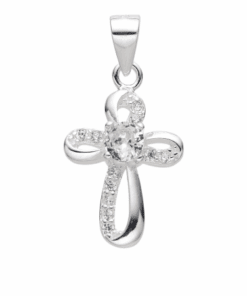 DIJE PLATA CRUZ CON ZIRCONES. PESO APROX 1.32 GRS.