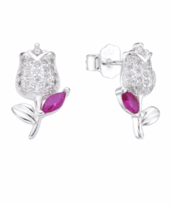 ARO PLATA TULIPÁN C/ZIRCONES. PESO APROX 1.55 GR.