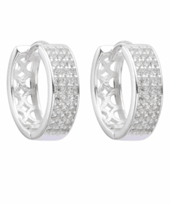 ARO PLATA HUGGIES 15 MM CON ZIRCONES. PESO APROX 3.00 GRS.