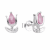 ARO PLATA TULIPÁN ROSA C/ZIRCONES. PESO APROX 1.36 GR.
