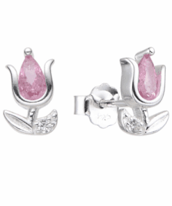 ARO PLATA TULIPÁN ROSA C/ZIRCONES. PESO APROX 1.36 GR.