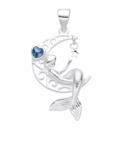 DIJE PLATA LUNA Y SIRENA CON ZIRCON. PESO APROX 2.01 GRS.