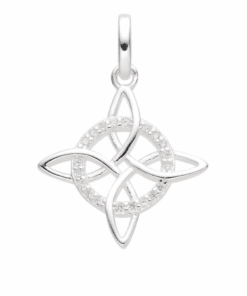 DIJE PLATA NUDO DE BRUJA CON ZIRCONES. PESO APROX 1.92 GRS.