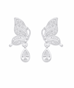 ARO PLATA MARIPOSA CON ZIRCONES. PESO APROX 3.11 GR.