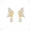 ARO PLATA BAÑADA EN ORO MARIPOSA C/ZIRCONES. PESO APROX 3.11 GR.