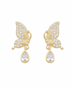 ARO PLATA BAÑADA EN ORO MARIPOSA C/ZIRCONES. PESO APROX 3.11 GR.