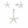 CONJUNTO DE PLATA ARO PASANTE Y DIJE ESTRELLA DE MAR CON ZIRCONES COLOR BLANCO. PESO APROX. 2.36 GRS.