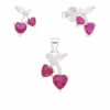 CONJUNTO DE PLATA ARO PASANTE Y DIJE CEREZAS CON ZIRCONES. PESO APROX. 1.89 GRS.
