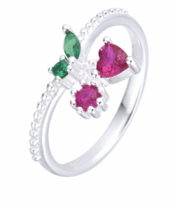 ANILLO PLATA CEREZAS CON ZIRCONES. PESO 2.16 GRS.